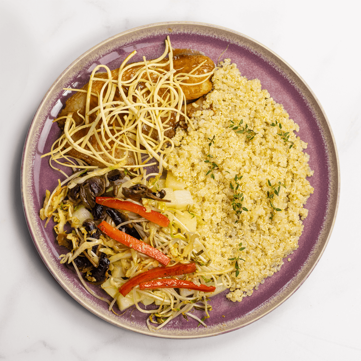 Pescado oriental con saltado de vegetales